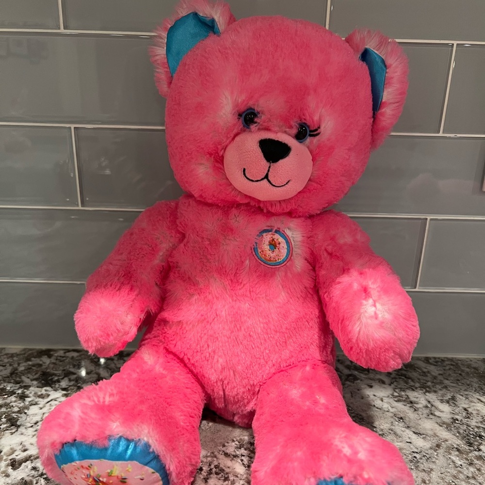 BABW Build-A-Bear Pink Fuchsia Donut Sprinkle Teddy Bear Plush 16".